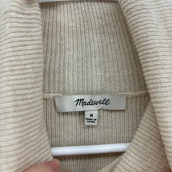 Madewell Women’s Medium Shirred Balloon Sleeve Turtleneck Sweater Cream Knit - Picture 8 of 11